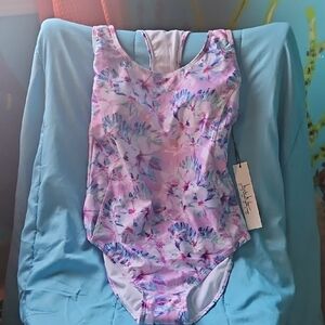 Nicole Miller Pink and Blue Floral One Piece Swimsuit
